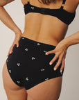 ORGANIC COTTON HIGH WAIST BRIEFS PETITE NOIR