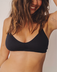 V Bralette z bawełny organicznej Noir